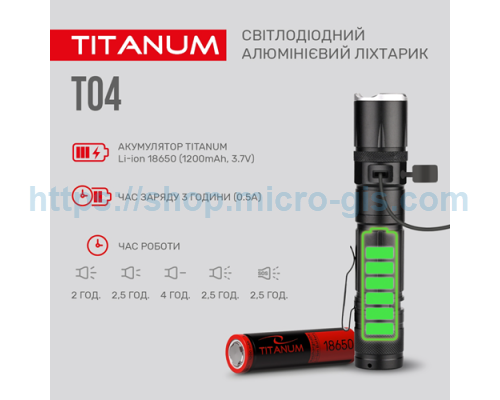 Портативний світлодіодний ліхтарик TITANUM TLF-T04 300Lm 6500K