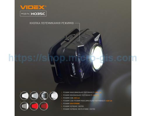 LED headlamp VIDEX VLF-H035C 410Lm 5000K