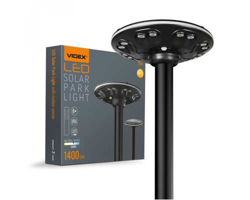 LED вуличний ліхтар автономний парковий IP54 Videx 1400Lm Сенсорний