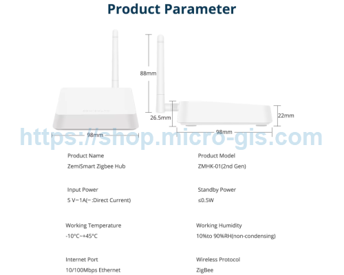 Розумний хаб ZemiSmart ZigBee 3.0 ZMHK-01 (Gen2)