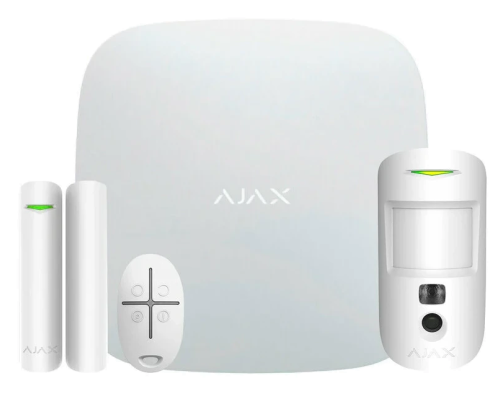 Ajax StarterKit Cam Plus (білий): Комплект бездротової сигналізації