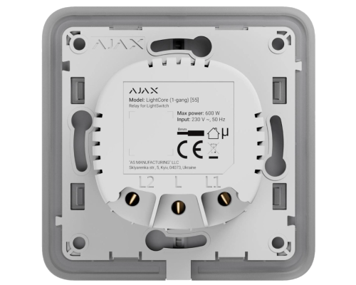 Ajax LightCore (1-gang) Jeweller - reliable relay for a single-switch