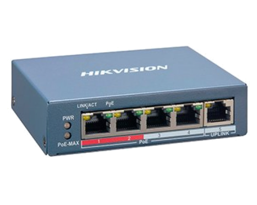Hikvision DS-3E1105P-EI PoE 100 Мбит/с 4-портовий керований