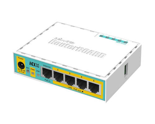 MikroTik hEX PoE lite (RB750UPr2): 5-port router with PoE